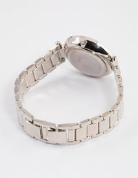 Silver Classic Diamante Link Watch - link has visual effect only