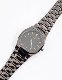 Coated Black Chunky Hexagon Link Watch - link has visual effect only