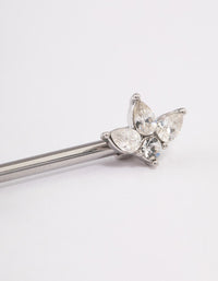 Surgical Steel Cubic Zirconia Double Marquise Nipple Piercing - link has visual effect only