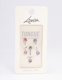 Surgical Steel Glitter Tongue Ring Pack - link has visual effect only