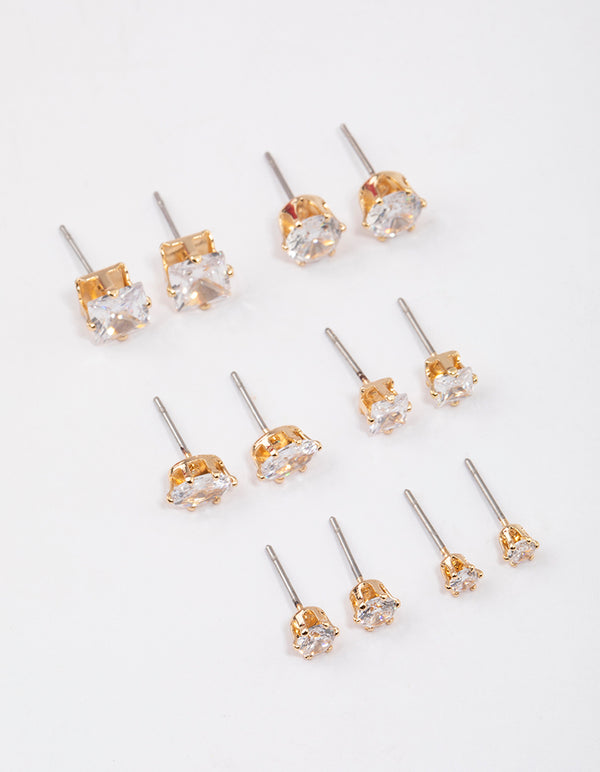 Gold Diamante Earring Set 6-Pack