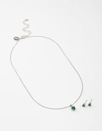 Silver Emerald Stone Jewellery Set - link has visual effect only