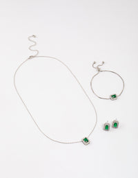 Silver Square Halo Jewellery Set - link has visual effect only