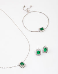 Silver Square Halo Jewellery Set - link has visual effect only