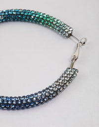 Rhodium Blue Jet Crusted Hoop Earrings - link has visual effect only