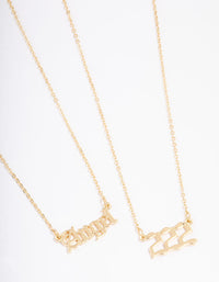 Gold Plated Angel Number '222' Layered Necklace - link has visual effect only