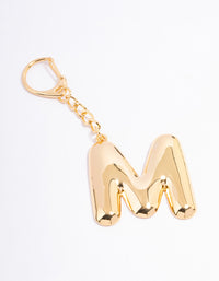 Gold Plated Letter 'M' Initial Key Ring - link has visual effect only