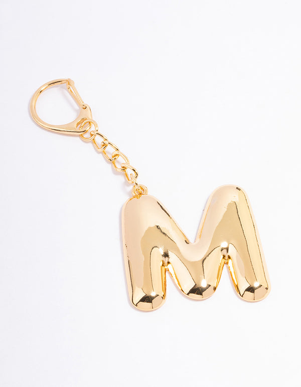 Gold Plated Letter 'M' Initial Key Ring