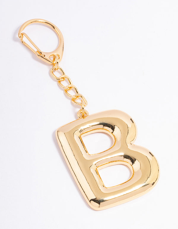 Gold Plated Letter 'B' Initial Key Ring