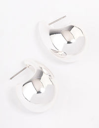 Silver Midi Pear Hoop Earrings - link has visual effect only