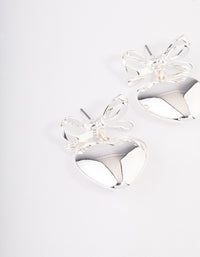 Silver Bow Heart Drop Earrings - link has visual effect only