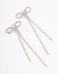 Silver Diamante Cupchain Bow Drop Earrings - link has visual effect only