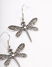 Antique Silver Dragonfly Drop Earrings - link has visual effect only