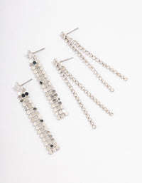 Rhodium Cupchain Chainmail Drop Earrings Pack - link has visual effect only