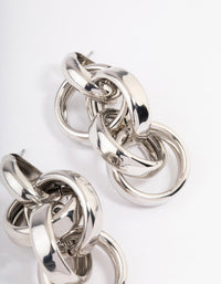 Rhodium Multi Link Drop Earrings - link has visual effect only