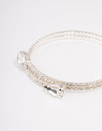 Silver Diamante Pearl Double Row Cuff Bangle - link has visual effect only