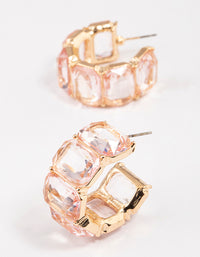 Gold Square Crystal Mini Hoop Earrings - link has visual effect only