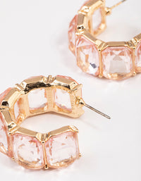 Gold Square Crystal Mini Hoop Earrings - link has visual effect only