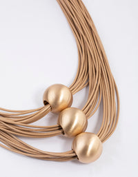 Gold Wax Cord Triangle Ball Layered Necklace - link has visual effect only