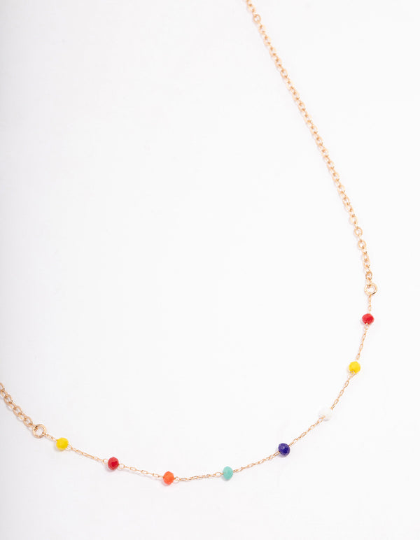 Gold Multi-Coloured Beaded Necklace