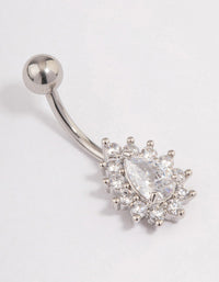 Surgical Steel Cubic Zirconia Pear Statement Belly Ring - link has visual effect only