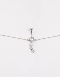 Surgical Steel Pear Drop Belly Ring Chain - link has visual effect only