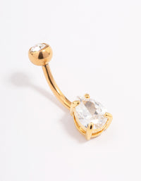 Gold Plated Surgical Steel Cubic Zirconia Bezel & Pear Belly Ring - link has visual effect only