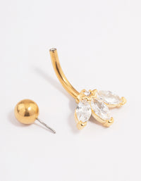 Gold Plated Surgical Steel Cubic Zirconia Classic Fan Belly Ring - link has visual effect only