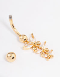 Gold Plated Surgical Steel Triangular Butterfly Drop Belly Ring - link has visual effect only