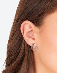 Rose Gold Diamante & Plain Circle Stud Earrings - link has visual effect only