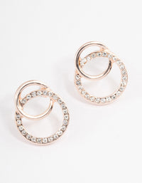 Rose Gold Diamante & Plain Circle Stud Earrings - link has visual effect only