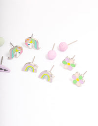 Kids Silver BFF Rainbow Stud Earrings 6-Pack - link has visual effect only