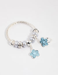 Kids Stretch Glitter Flower Bracelet & Ring Set - link has visual effect only