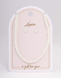 Silver Basic Pearl Strand Jewellery Set - link has visual effect only