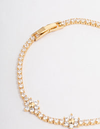 Gold Plated Flower Cupchain Tennis Bracelet - link has visual effect only