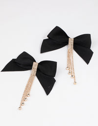 Gold Diamante Statement Bow Drop Earrings - link has visual effect only