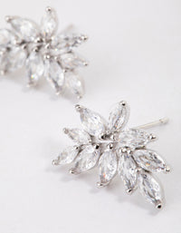 Rhodium Cubic Zirconia Navette Mini Stud Earrings - link has visual effect only