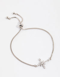 Silver Cubic Zirconia Decorated Cross Toggle Bangle - link has visual effect only