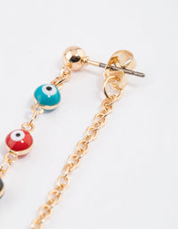 Gold Multi Evil Eye Chain Earrings - link has visual effect only