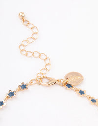 Gold Mini Blue Flower Chain Anklet - link has visual effect only