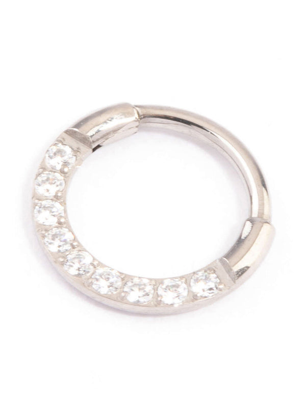 Titanium Cubic Zirconia Clicker Ring 6mm