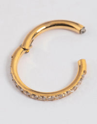 Gold Plated Surgical Steel Fine Pave Band Clicker Ring - link has visual effect only