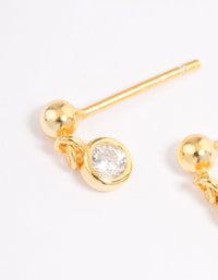 Gold Plated Sterling Silver Cubic Zirconia Bezel Charm Earrings - link has visual effect only