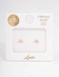 Gold Plated Sterling Silver Cubic Zirconia Classic Trio Earrings - link has visual effect only