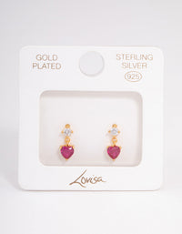 Gold Plated Sterling Silver Cubic Zirconia Claw Heart Drop Earrings - link has visual effect only