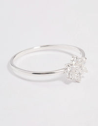 Sterling Silver Cubic Zirconia Daisy Flower Ring - link has visual effect only