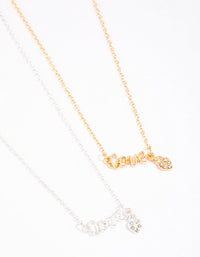 Mixed Metal Love Script Necklace Pack - link has visual effect only