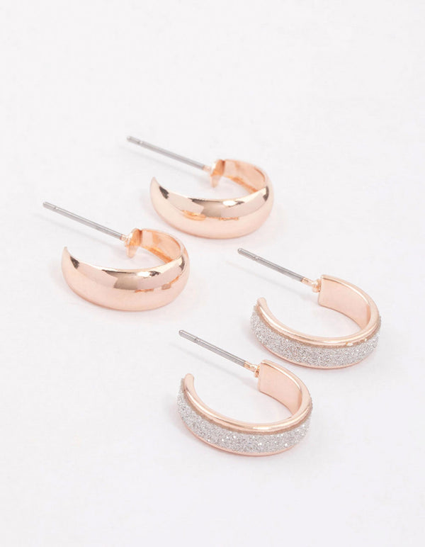 Rose Gold Glitter Pearl Earring Pack