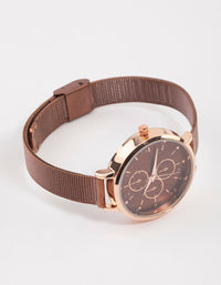 Brown Pearlised Sandblast Mesh Watch - link has visual effect only