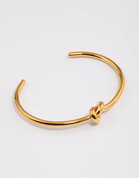 Waterproof Gold Plated Stainless Steel Basic Knotted Wrist Cuff - link has visual effect only